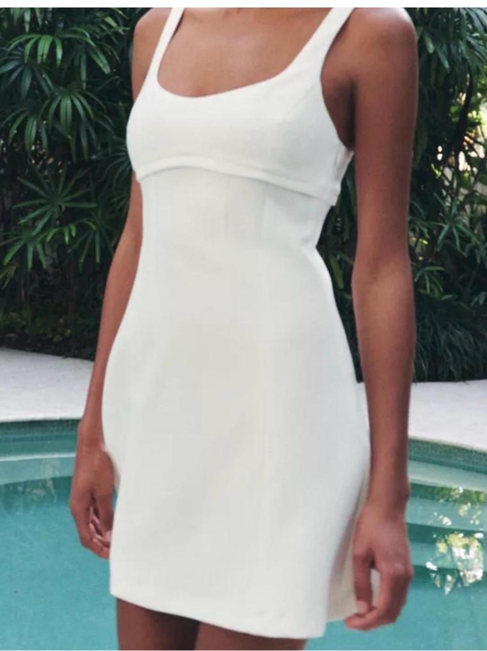 Zara White Scoop-Neck Mini Dress